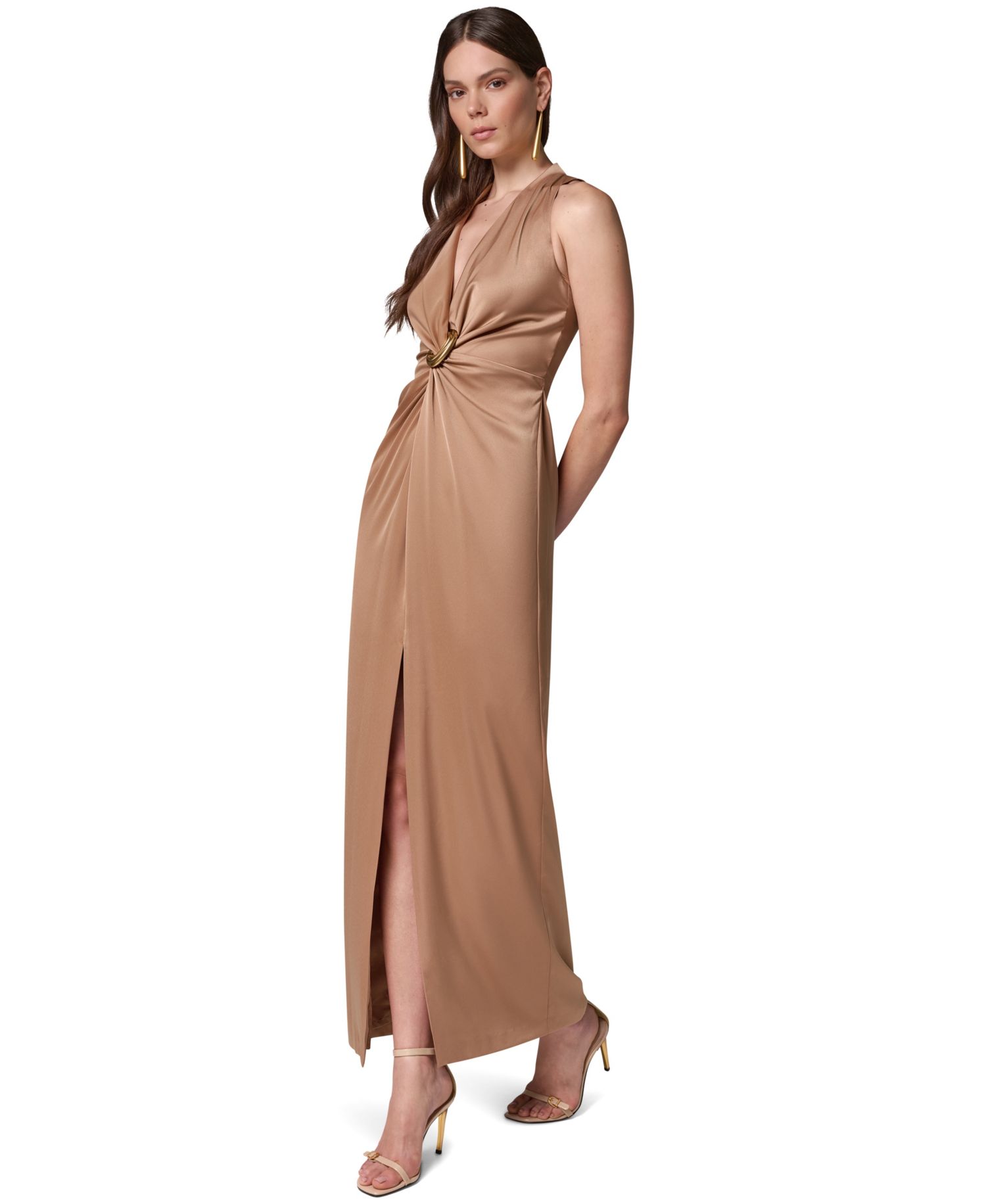 Women's Satin V-Neck Maxi Dress