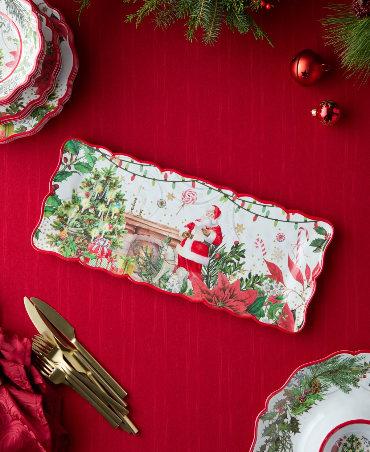 Certified International Santa's Delivery Melamine 2-Piece Appetizer Set