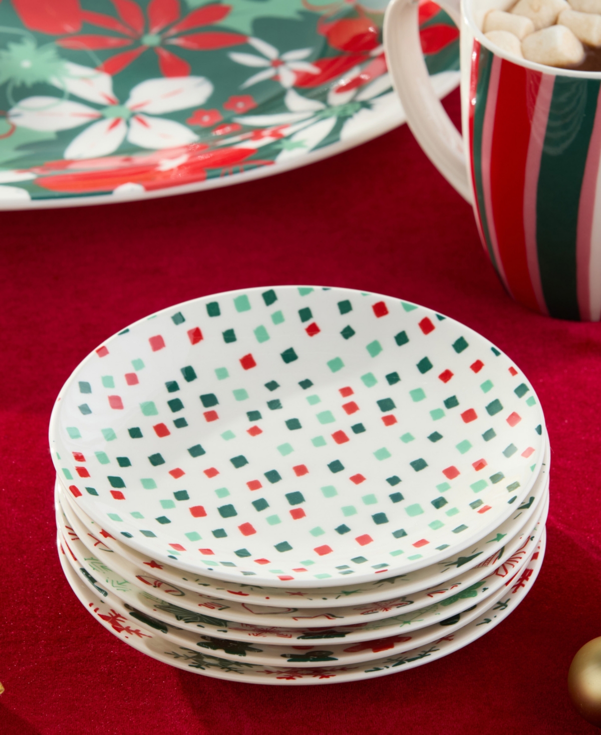 Certified International Holiday Spruce Salad Plates, Set of 6