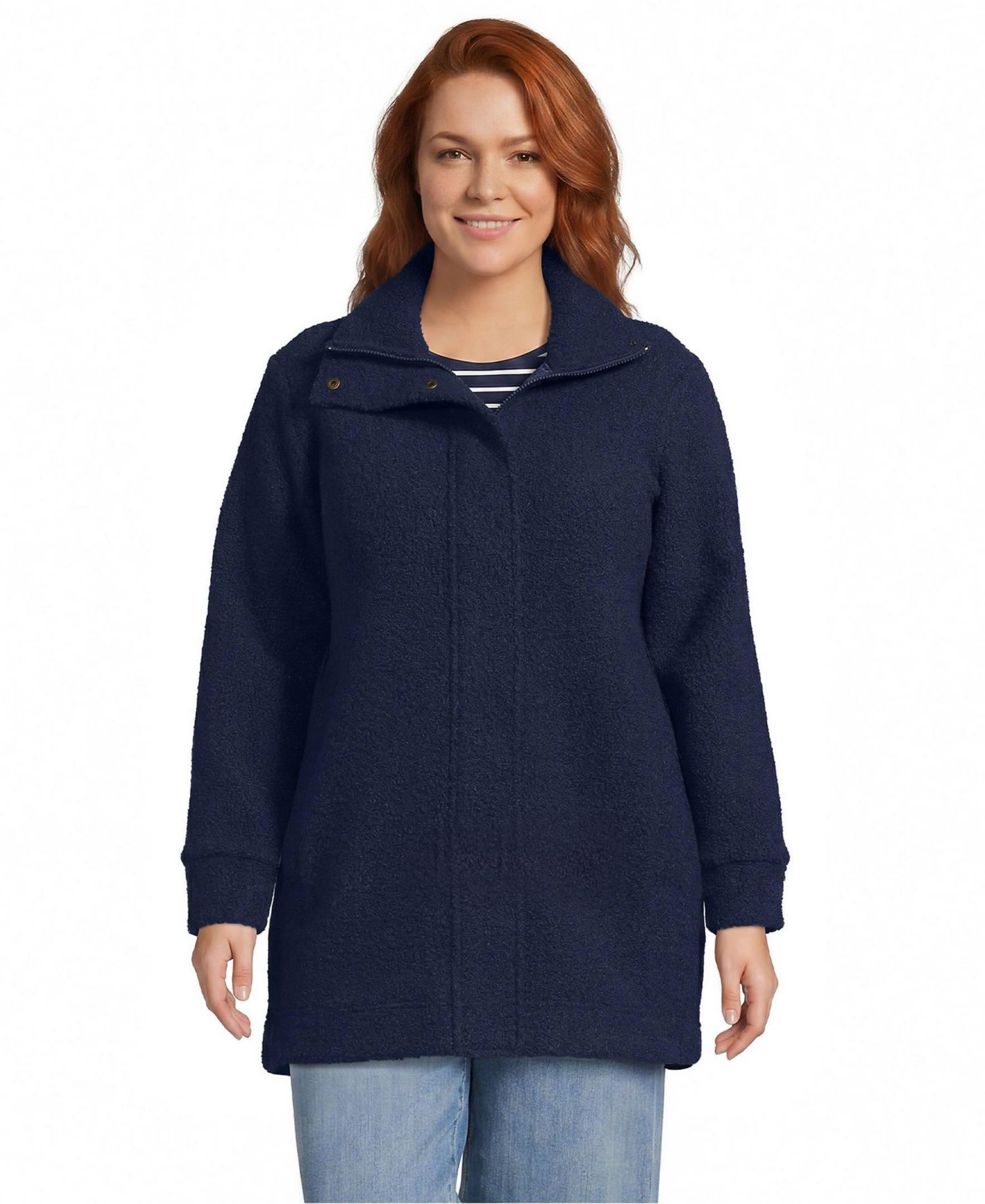 Plus Size Boucle Fleece Coat