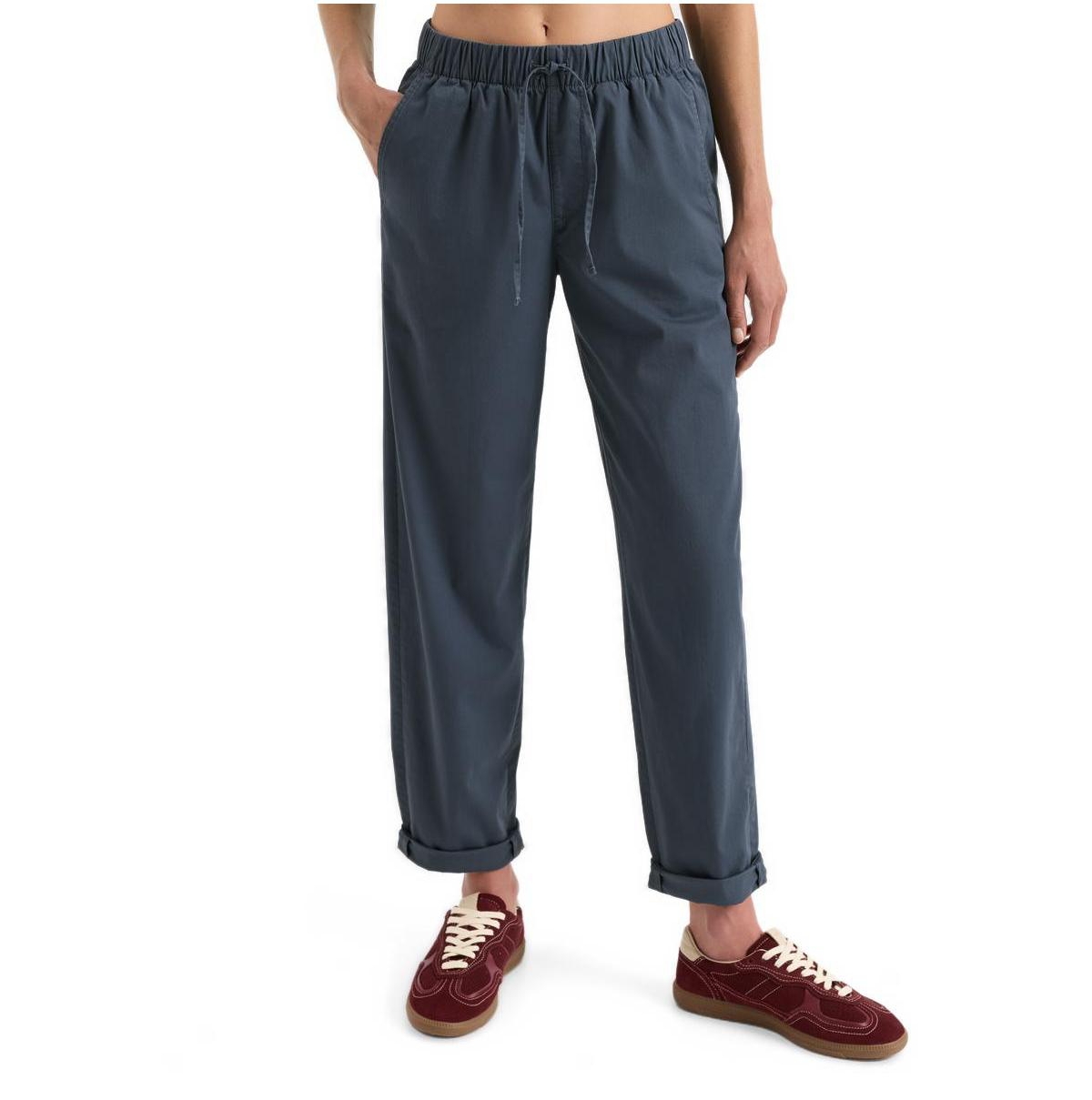 Pact Women's Organic Cotton Peached Twill Pull-On Pant - Steel blue