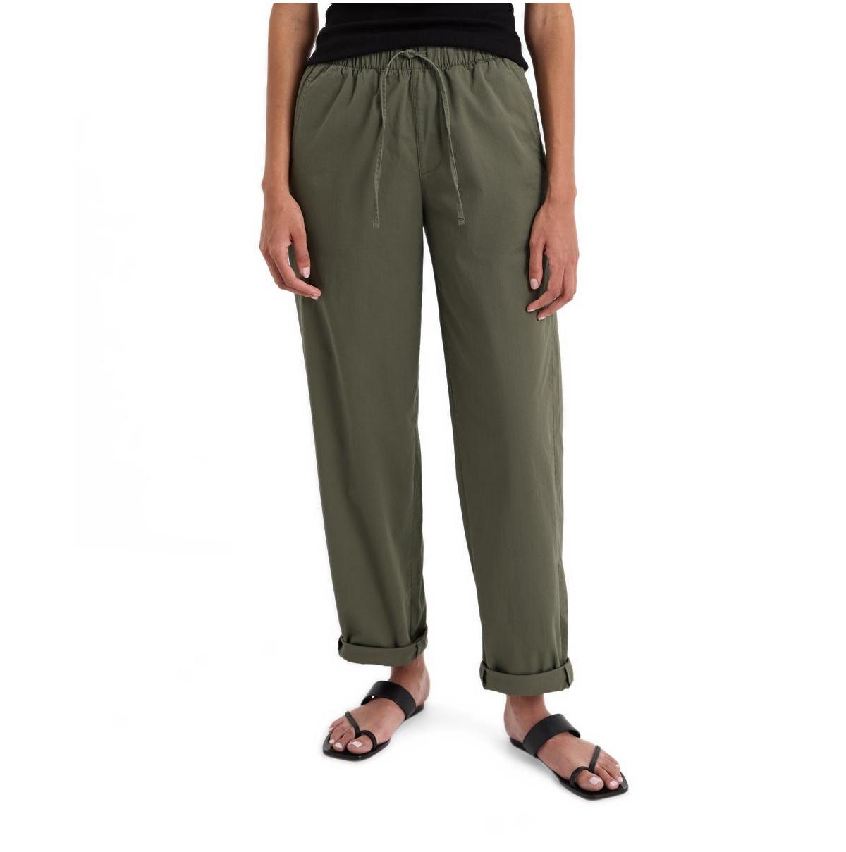 Pact Women's Organic Cotton Peached Twill Pull-On Pant - Dusted green