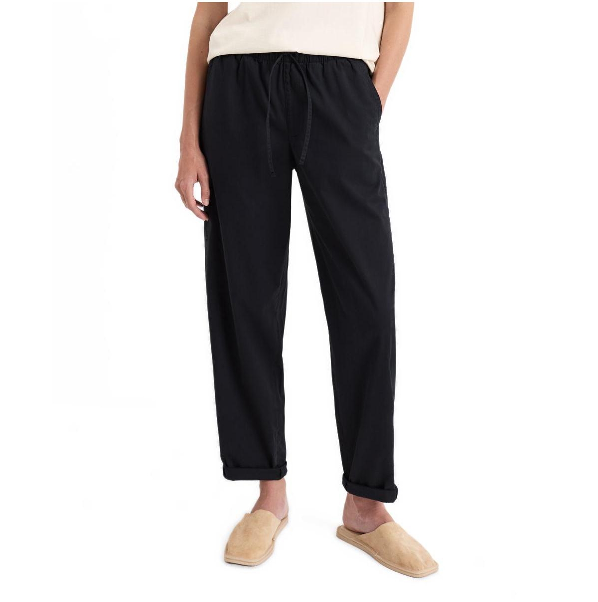 Pact Women's Organic Cotton Peached Twill Pull-On Pant - Washed black