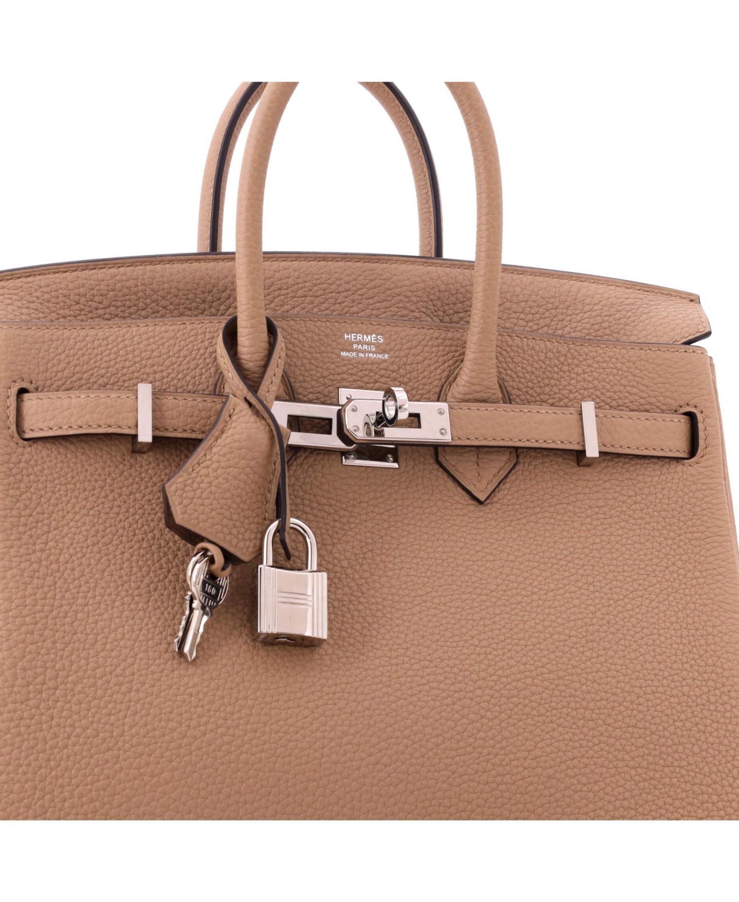 Pre-Owned Hermes Birkin 25 Handbag Brown Togo with Palladium Hardware