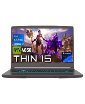 Thin 15 15.6" FHD RTX 4050 Gaming Laptop, 144Hz, Intel Core i7-13620H, 16GB RAM, 512GB SSD, Wi-Fi 6, Win11 Home, Black
