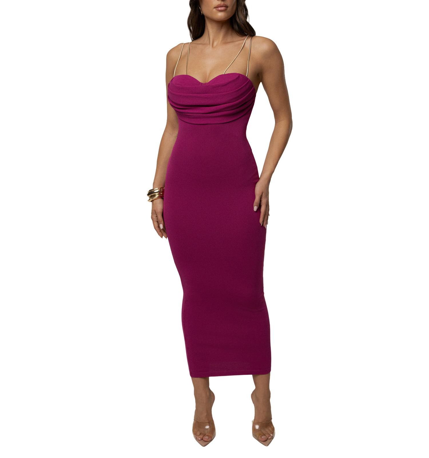 Women's La Lune Drape Cowl-Neckline Sleeveless Midi Dress