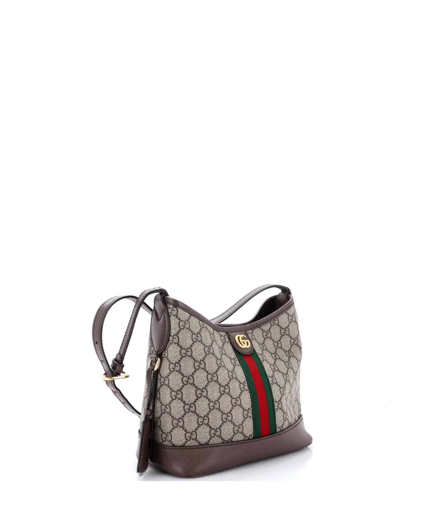 Small Ophidia Open Bucket Bag GG Coated Canvas with Leather