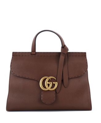 Medium GG Marmont Top Handle Bag Leather