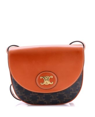 Small Besace Shoulder Bag Leather and Triomphe Coated Canvas