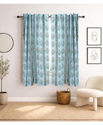 Handmade Noor Floral Block Print Linen Curtain