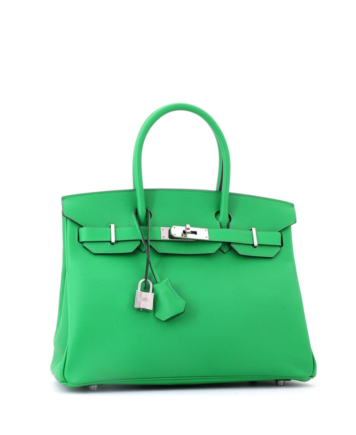 Pre-Owned Hermes Birkin 30 Handbag Green Epsom with Palladium Hardware
