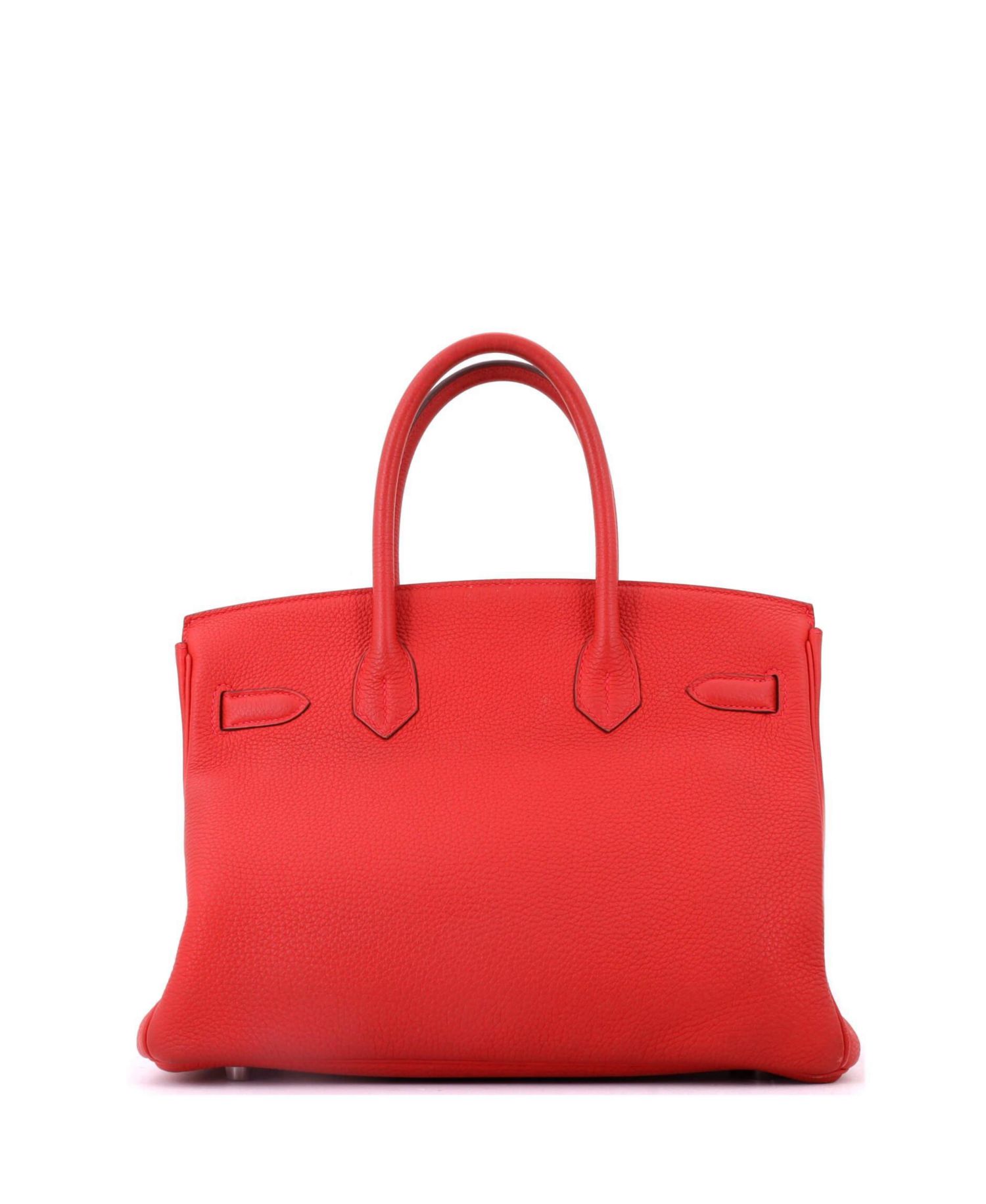 Pre-Owned Hermes Birkin 30 Handbag Red Togo with Palladium Hardware