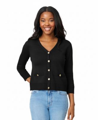 Petite V-Neck 3/4-Sleeve Cardigan