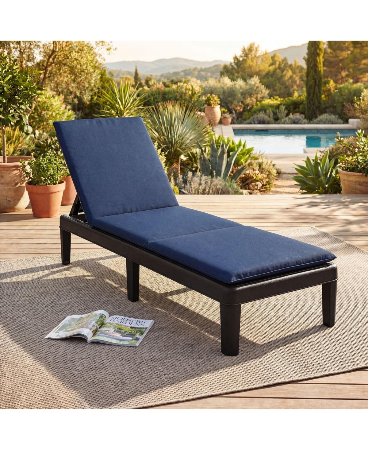 Sugift Outdoor Patio Chaise Lounge Chair with 3-Position Backrest and Removable Cushion