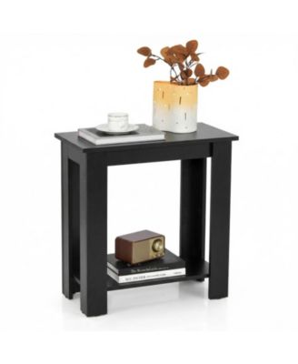 Compact 2-Tier End Table with Thickened Tabletop and Bottom Storage Shelf