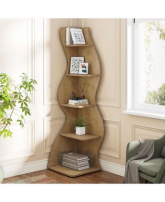 5-Tier Corner Bookshelf with Unique Shape