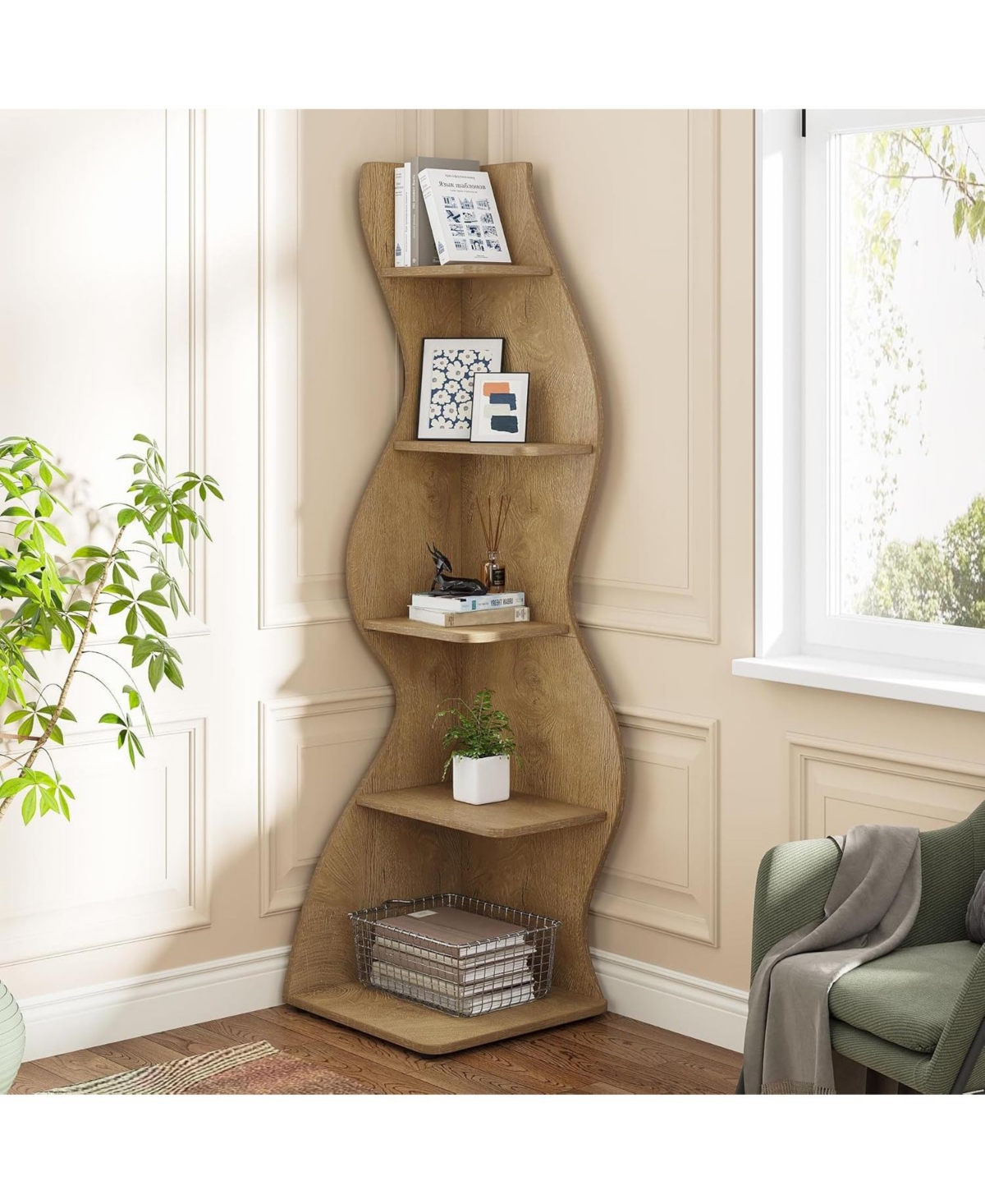 Tribesigns 5-Tier Corner Bookshelf with Unique Shape