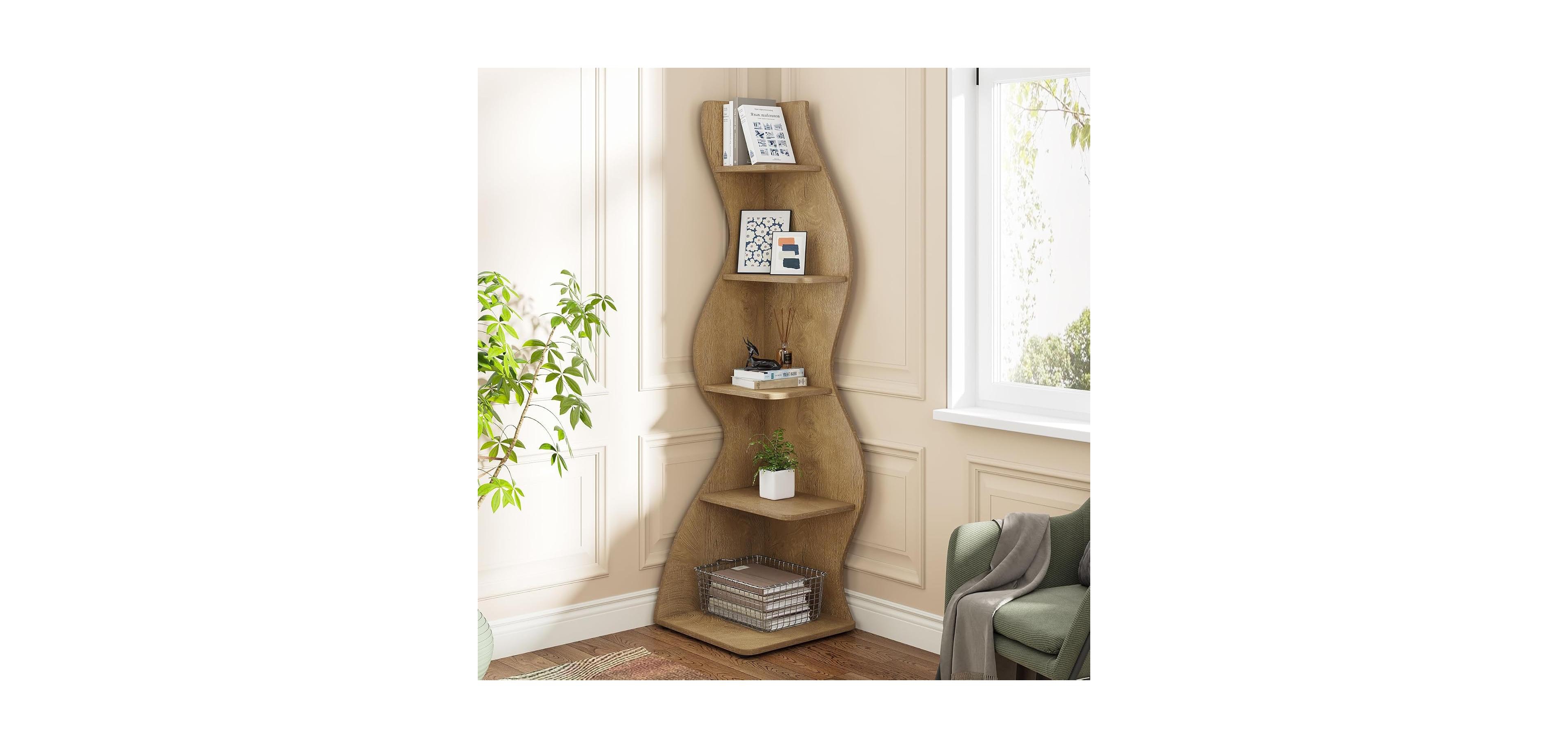 Tribesigns 5-Tier Corner Bookshelf with Unique Shape
