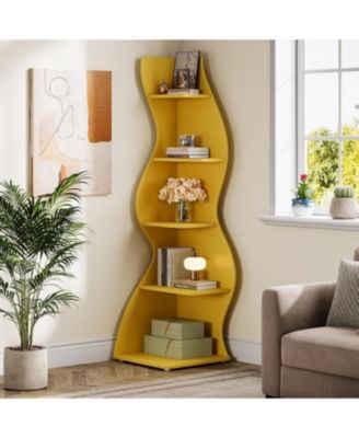 5-Tier Wavy Corner Bookshelf