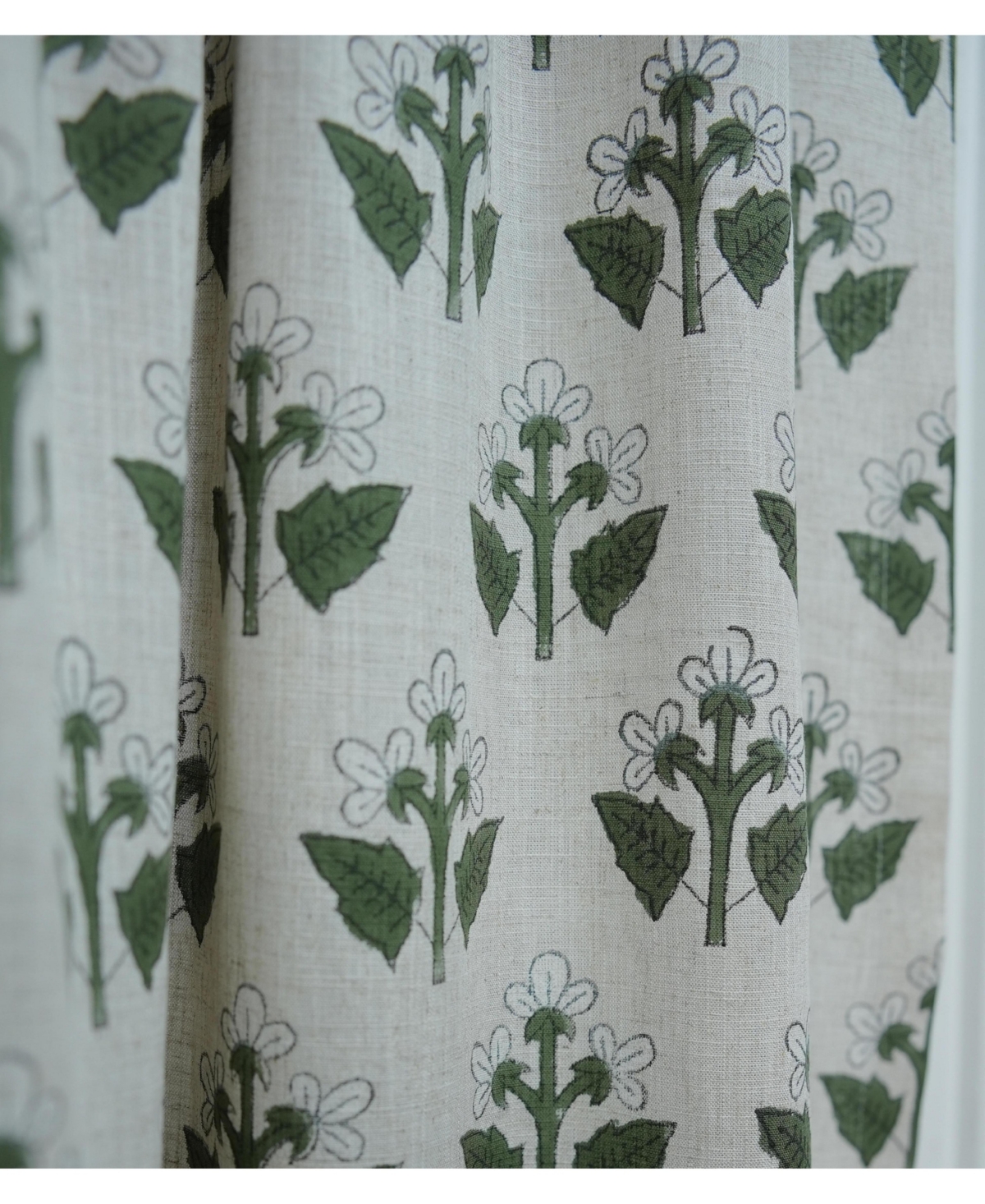 Fabdivine Chahat Handmade Block Print Floral Linen Curtains