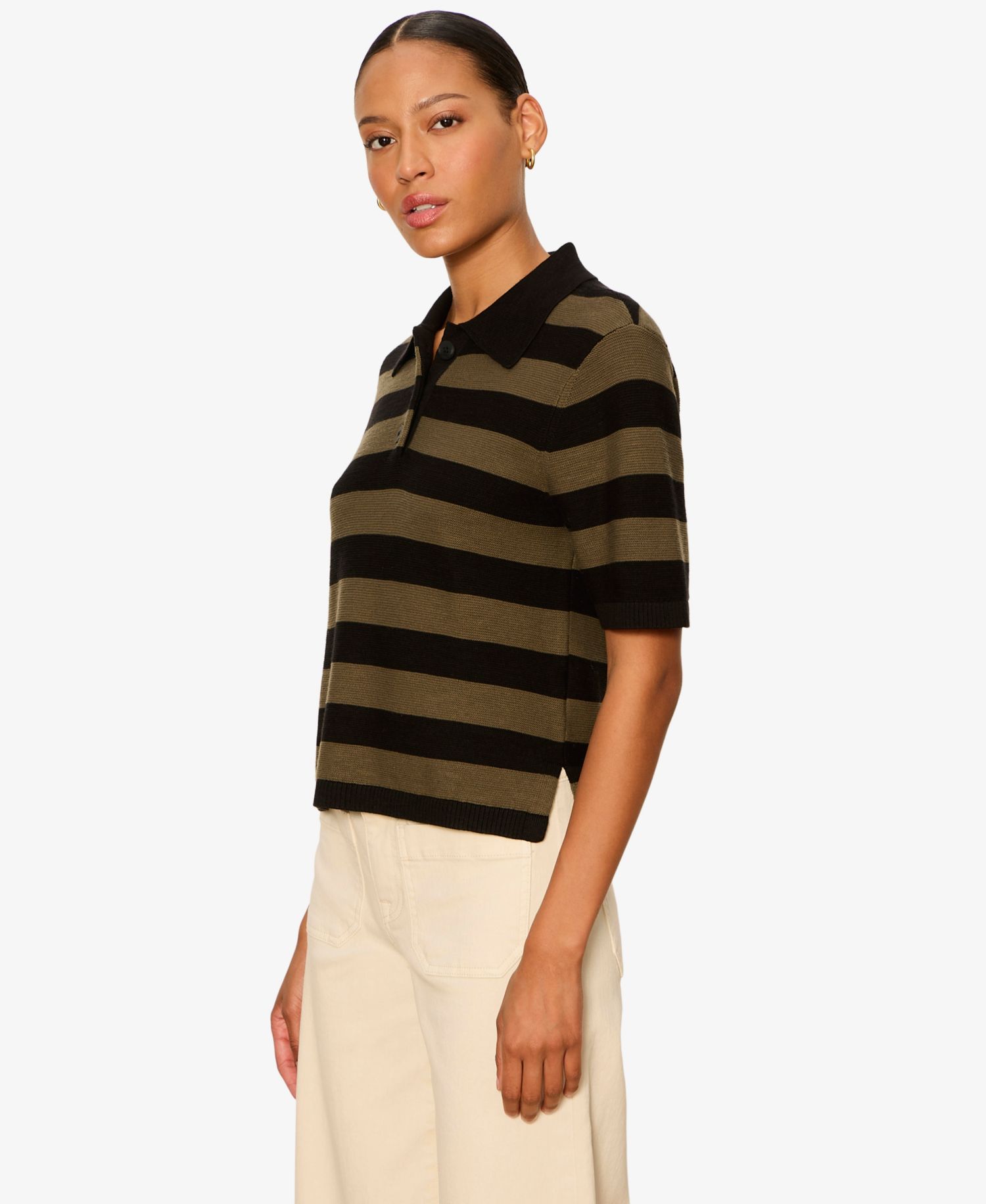 Women's For Keeps Short-Sleeve Striped Polo Sweater