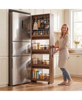 Extra Tall Slim Storage Cart Next to Fridge, Mobile Shelf
