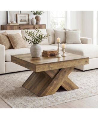 31.5" Square Coffee Table with X-Base