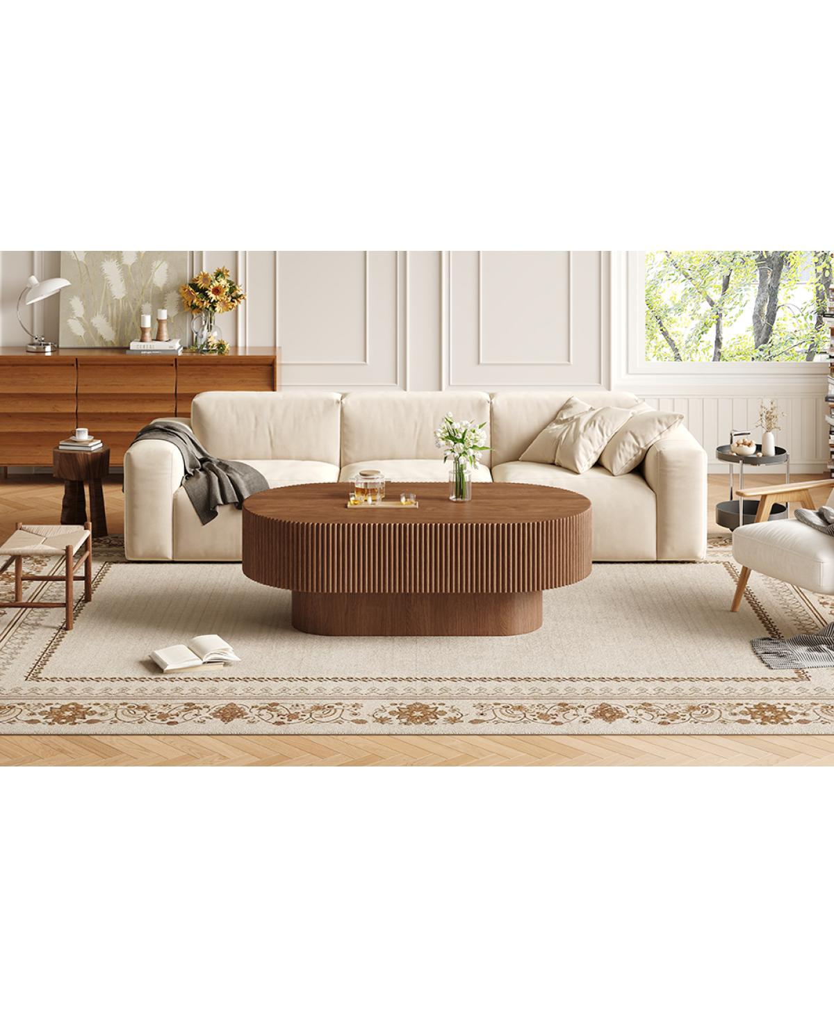 Streamdale Furniture 48.4" Farmhouse Oval Coffee Table with Fluted Base