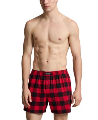 Men's Plaid Single Button Fly Boxer