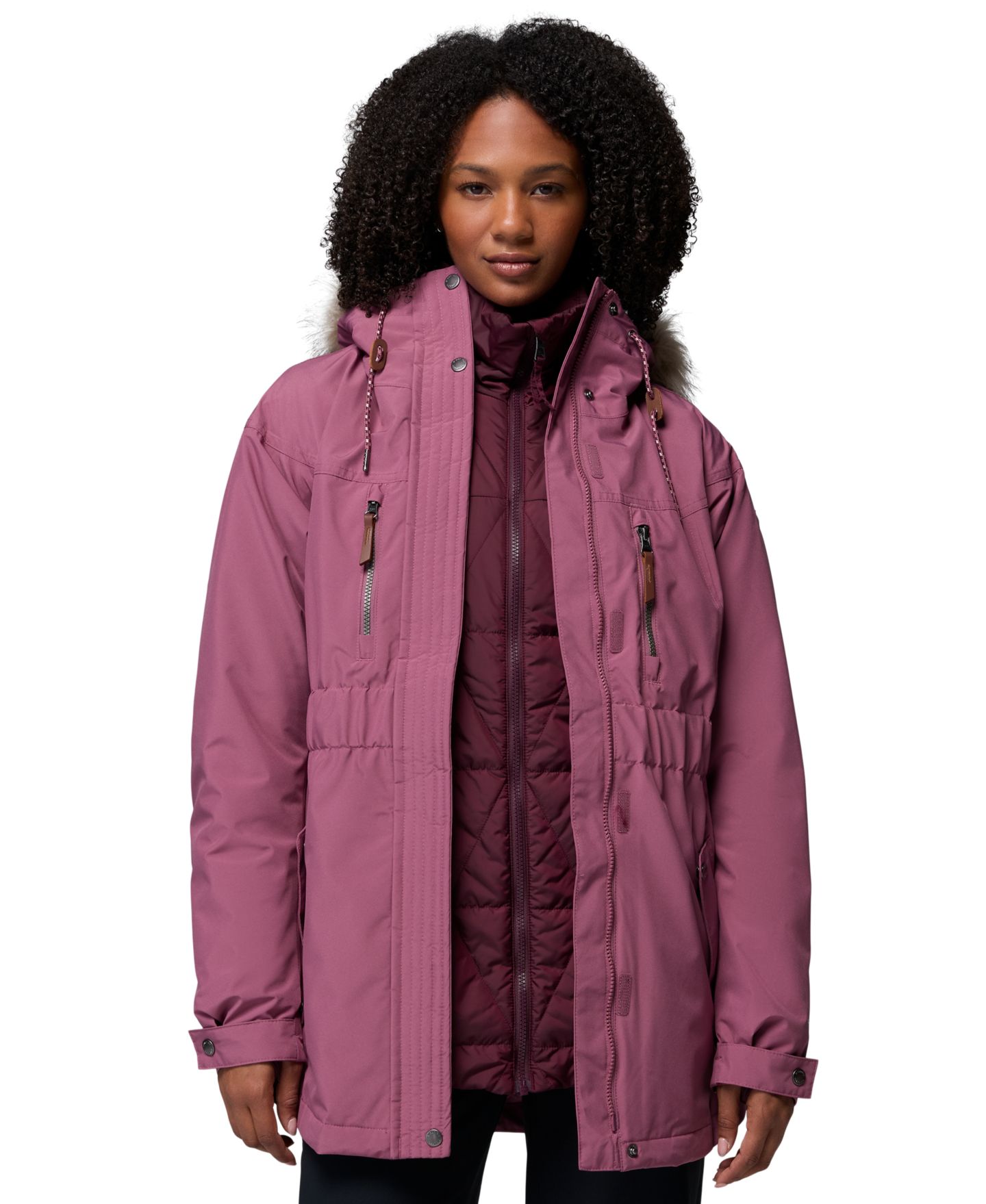 Женская куртка Columbia Payton Pass™ II Interchange Insulated Hooded Puffer, цвет: Состаренный розовато-лиловый — фото 1