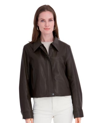 Women's Faux Leather Zip-Up Coat