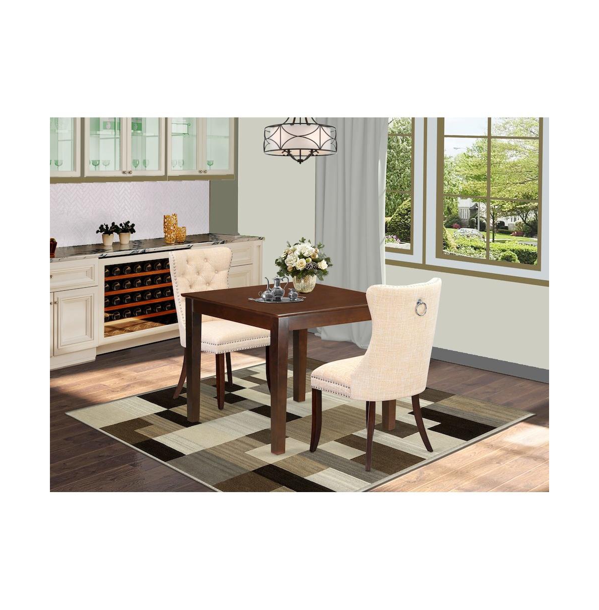 East West Furniture 3 Piece Kitchen Table and Chairs Set