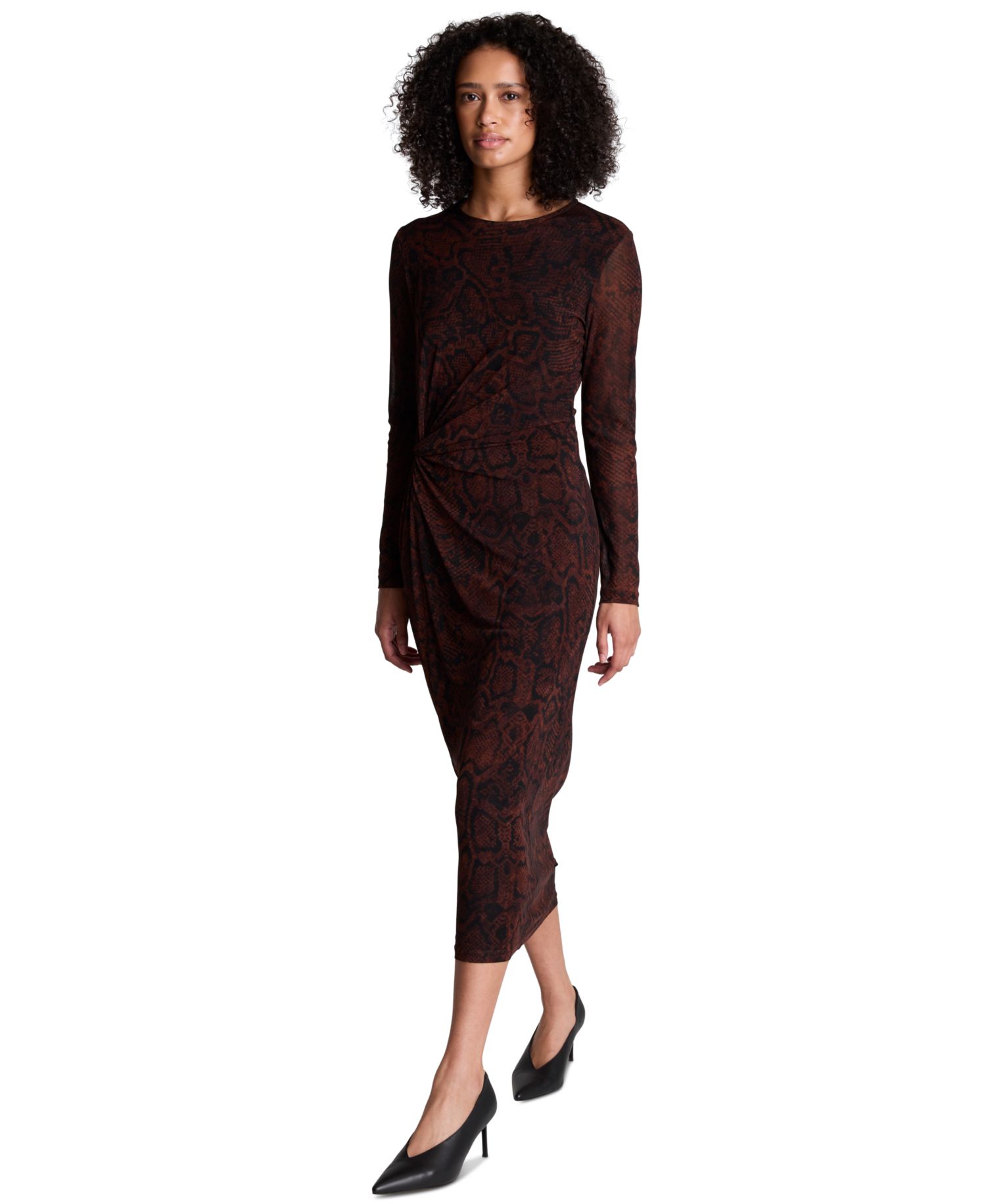 Women's Long-Sleeve Side Knot Midi