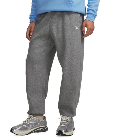 Мужские брюки Under Armour Rival Fleece, цвет: Тёмно-серый меланжевый / Белый