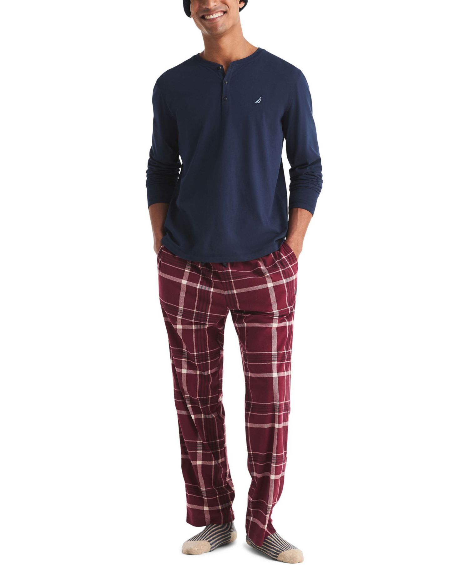 Men's Cozy Open Bottom Plaid Fleece Relaxed-fit Pajama Pants