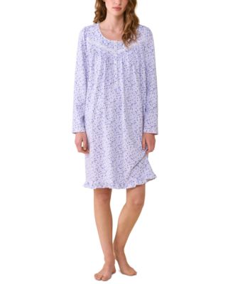 Women's Long-Sleeve Floral-Print Short Nightgown