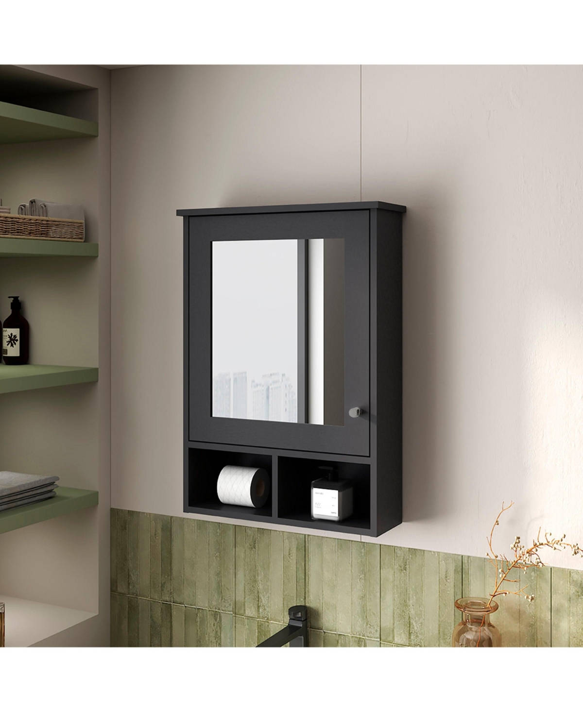 Fm Furniture Poston medicine cabinet with a door and mirror included
