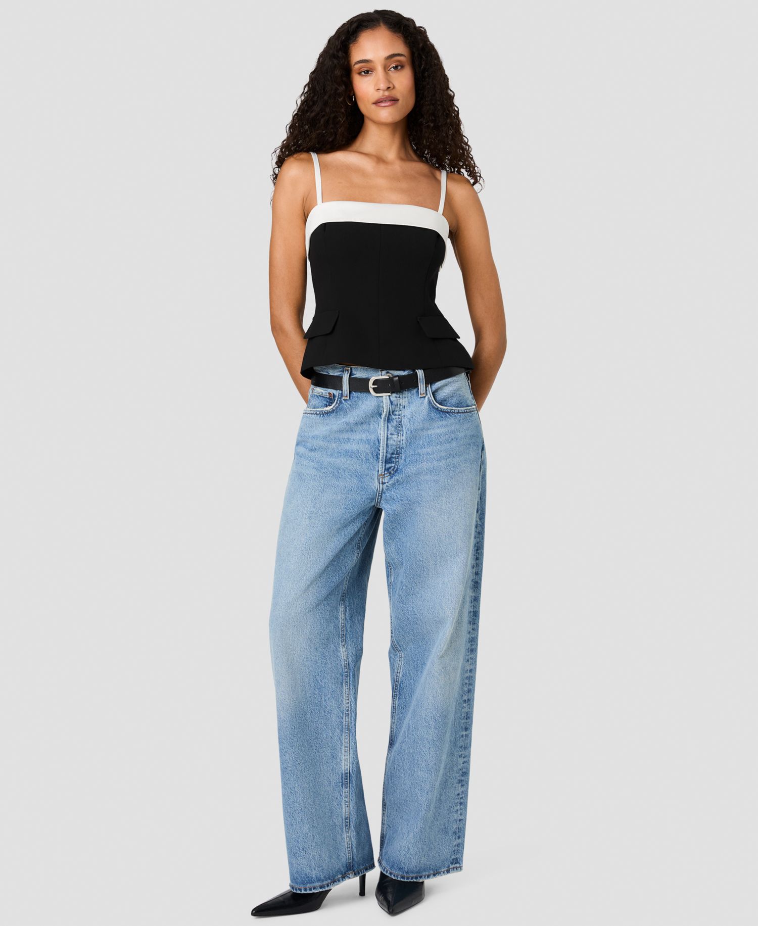 Women's Azra x Carey Foldover Sleeveless Square-Neck Colorblock Top