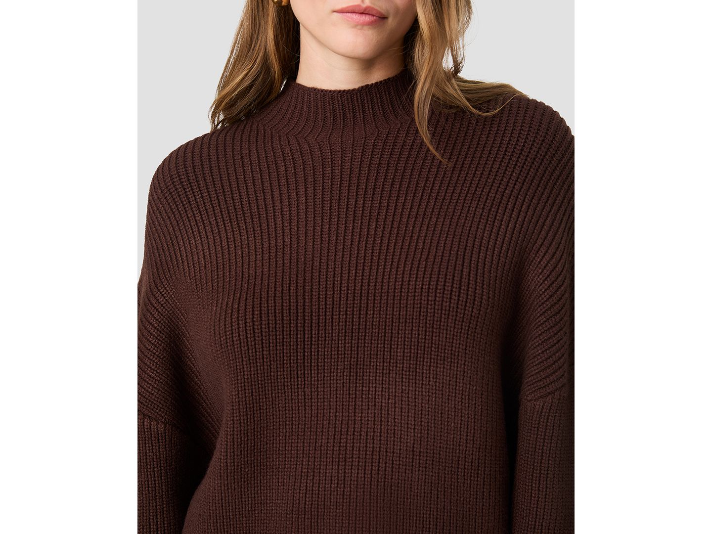 Женский свитер French Connection Babysoft Rib Mock Neck Relaxed-Fit Long-Sleeve Pullover, цвет: Какао коричневый — фото 5