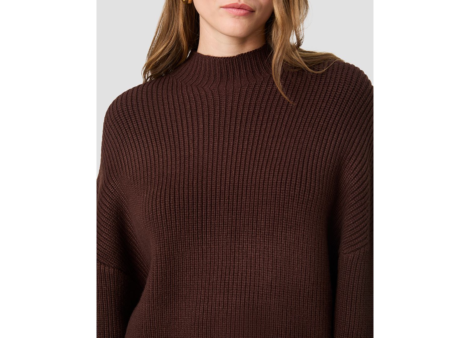 Women's Babysoft Rib Mock Neck Relaxed-Fit Long-Sleeve Pullover Sweater