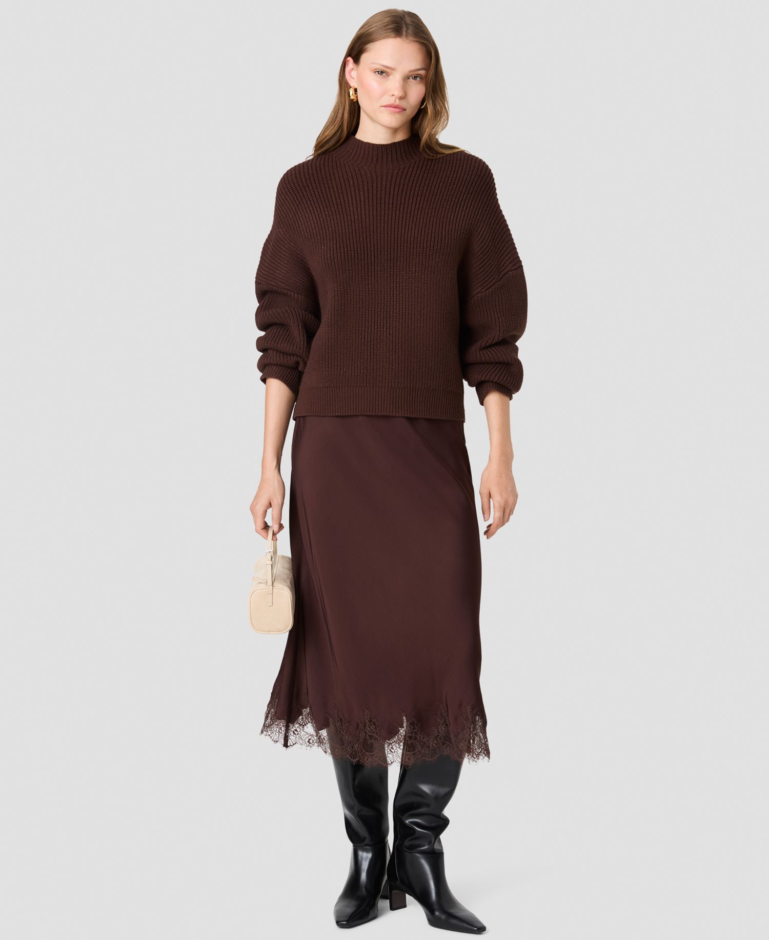Women's Babysoft Rib Mock Neck Relaxed-Fit Long-Sleeve Pullover Sweater