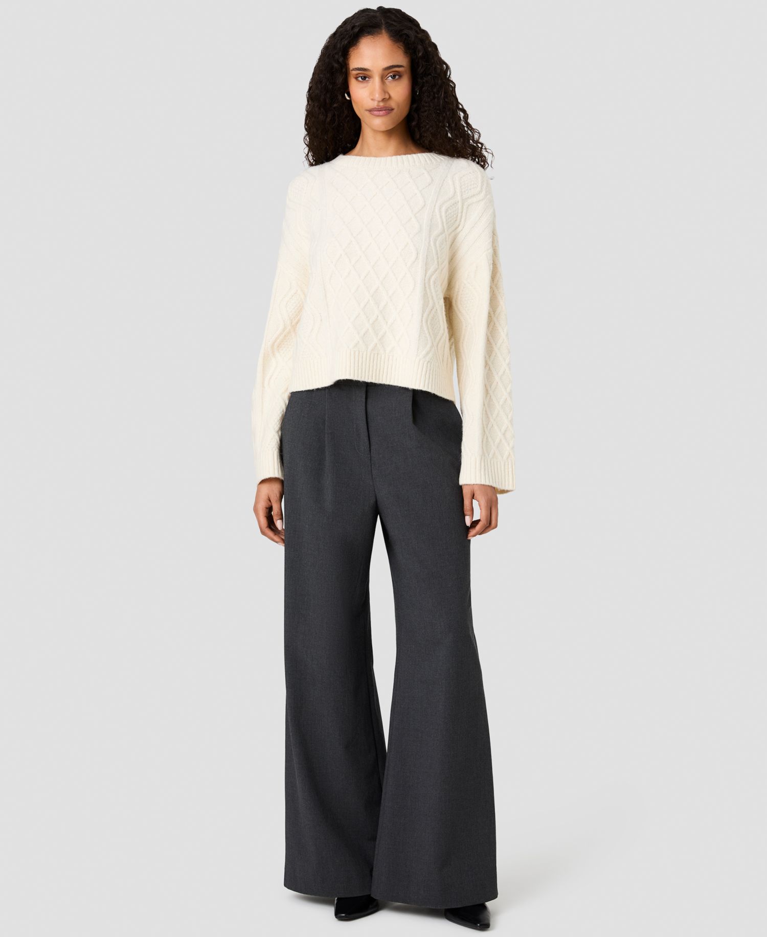Women's Wesley Cable-Knit Crewneck Pullover Sweater