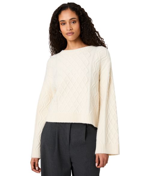 Женский свитер French Connection Wesley Cable-Knit Crewneck Pullover, цвет: Фарфоровый кремовый