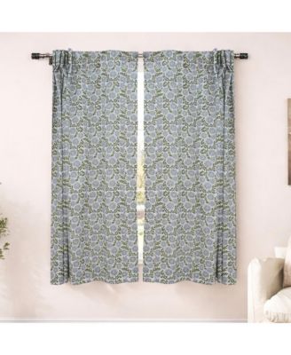 Bohemian  Floral Handmade Linen Curtain  Nature Block Print Window Panel  Rajat