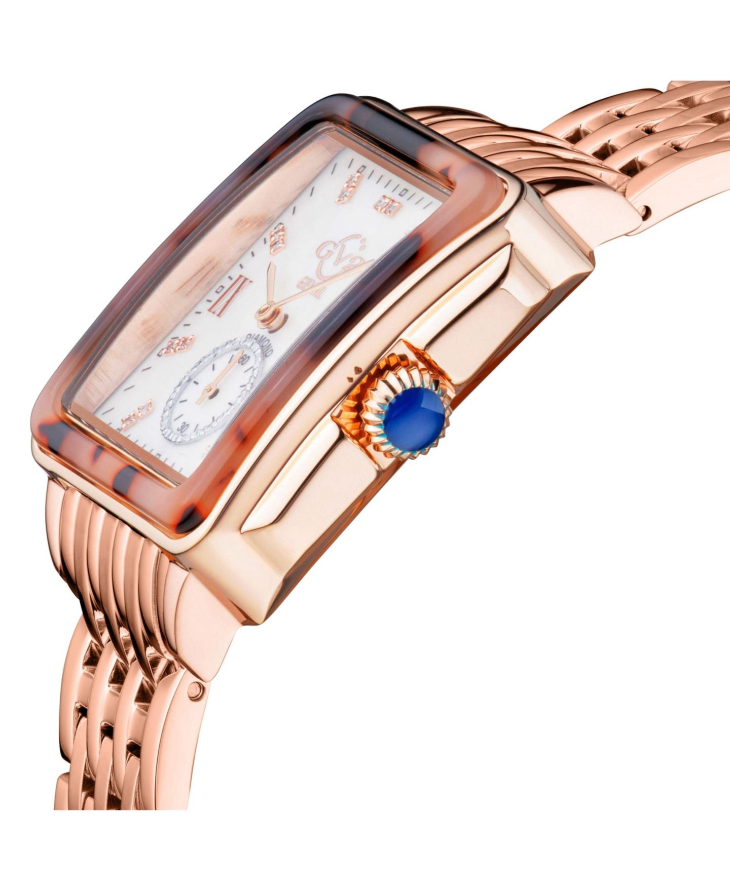 Женские часы GV2 by Gevril Bari Tortoise Swiss Quartz Stainless Steel Bracelet Diamond — фото 2