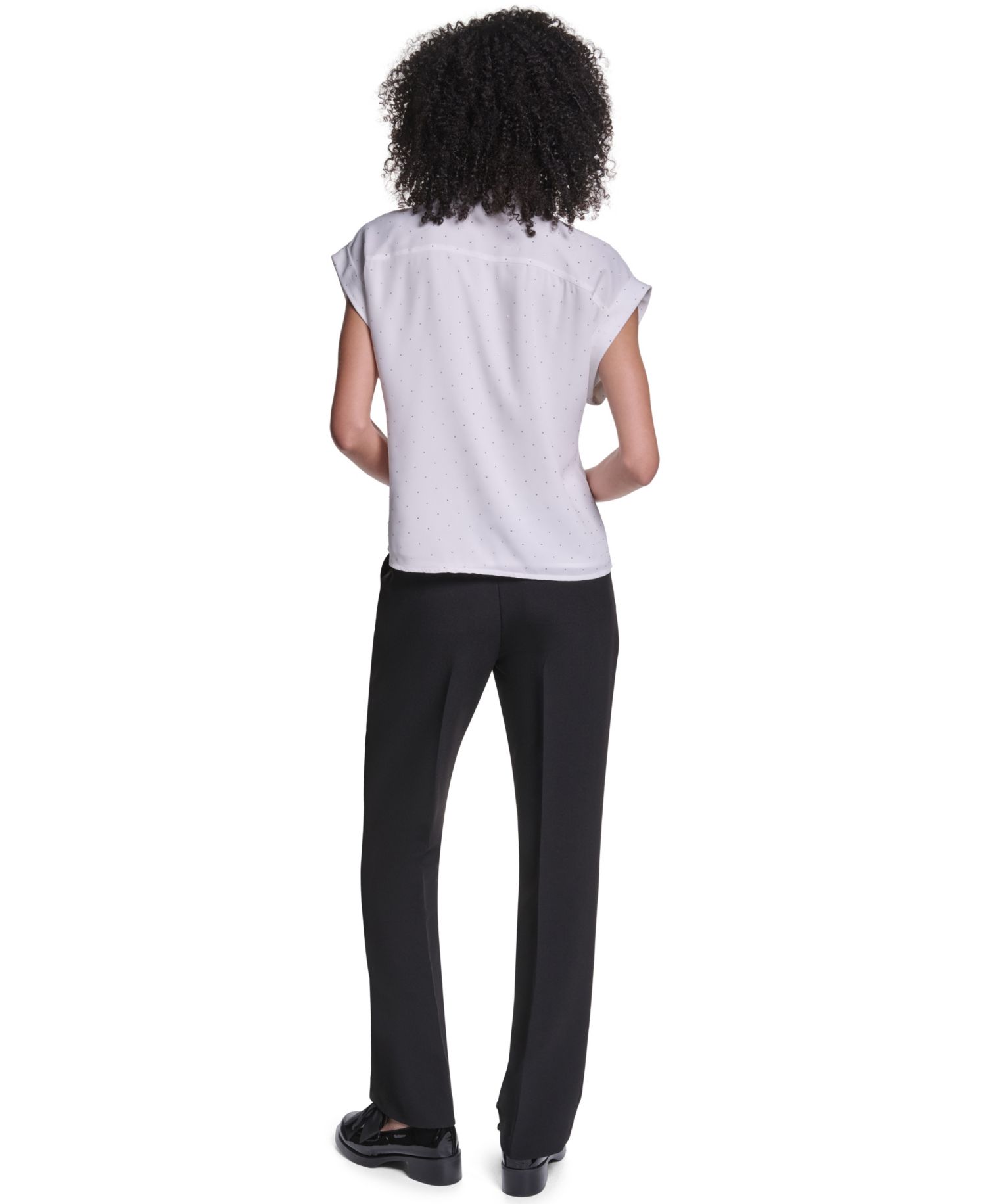 Women's Studded Ruffled Button-Front Shirt
