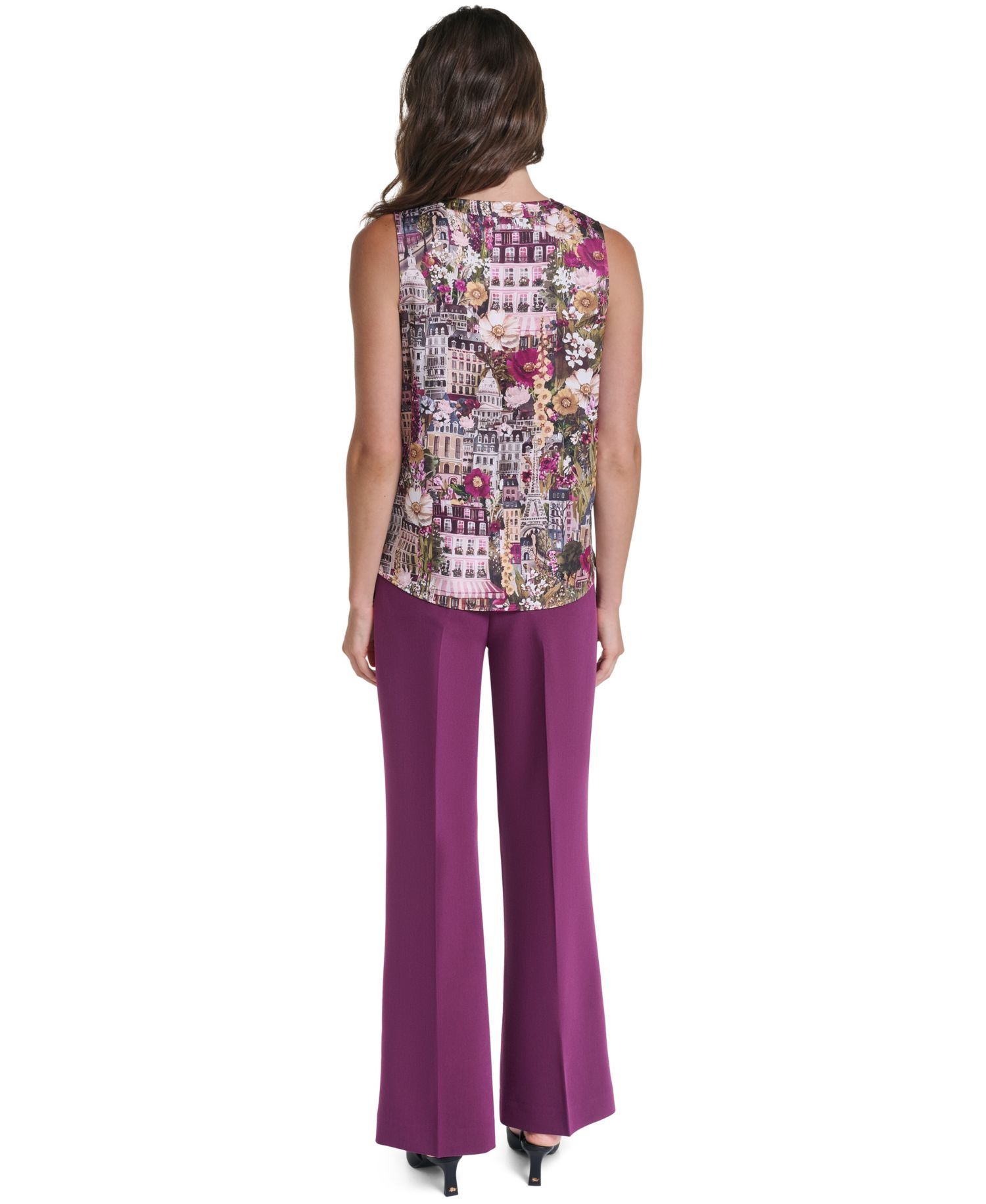 Petite Floral V-Neck Woven Blouse
