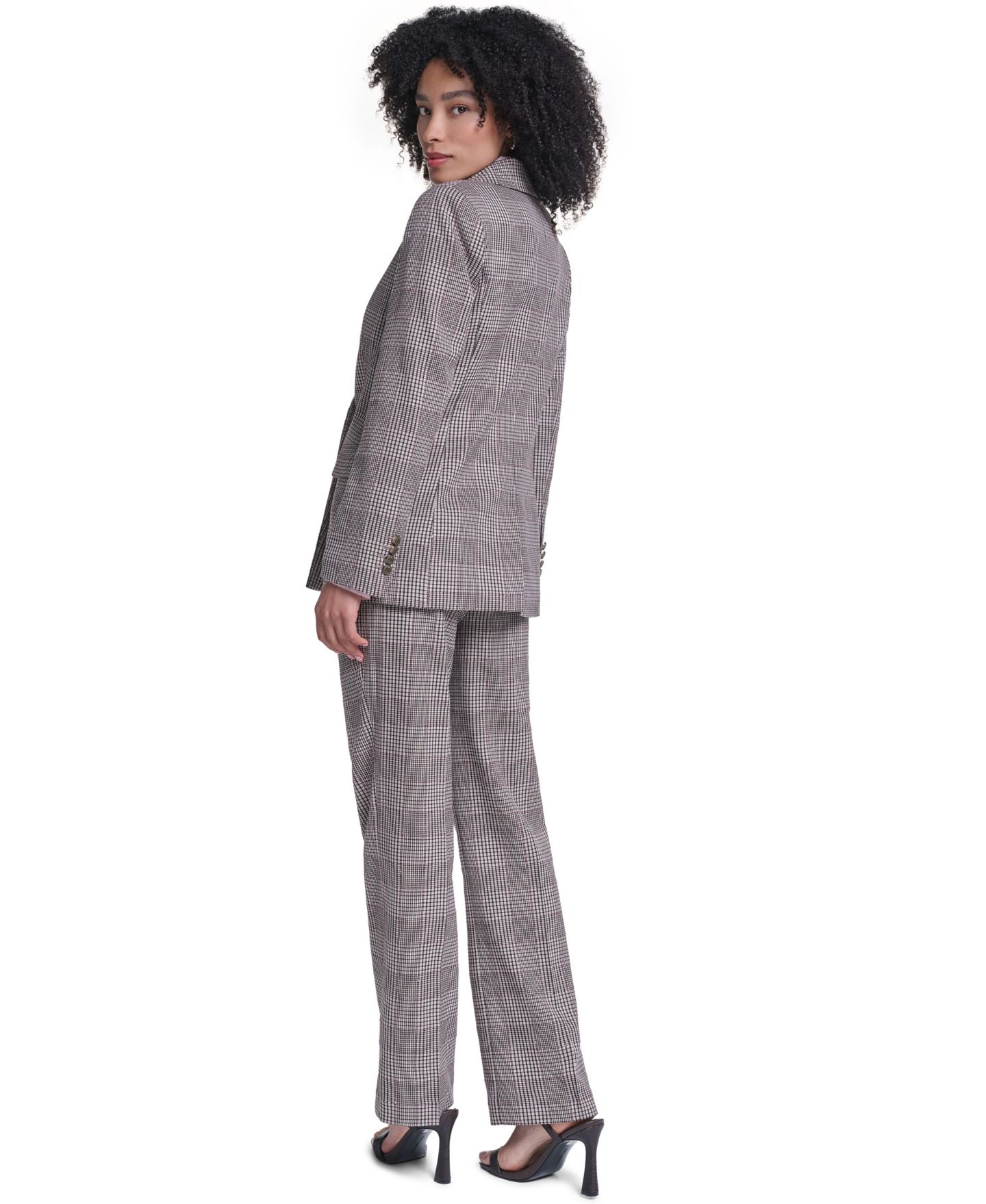 Женская куртка KARL LAGERFELD PARIS Woven Plaid Double-Breasted, цвет: Глиняный разноцветный — фото 7
