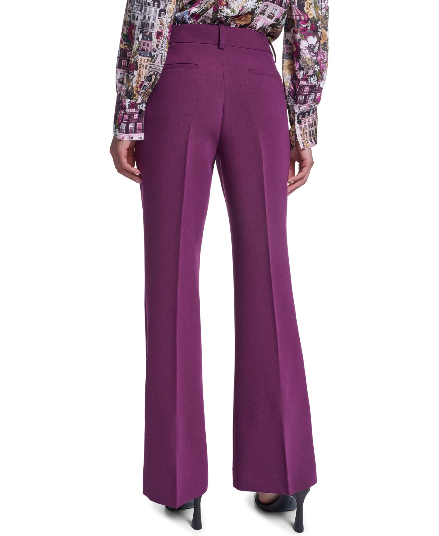 Женские брюки KARL LAGERFELD PARIS Wide-Leg Mid-Rise, цвет: Вишнёвый — фото 4