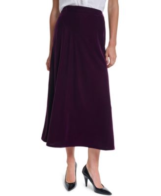 Women's Velvet A-Line Midi Skirt